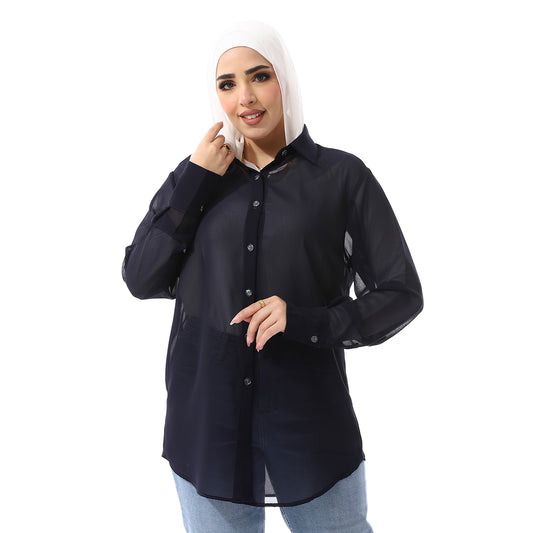 Navy Blouse SS24MSBLBLO1033-NAVY