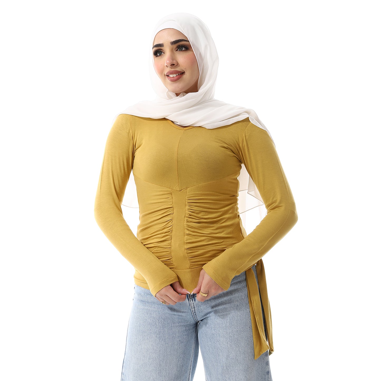 Side Draped Top - Yellow