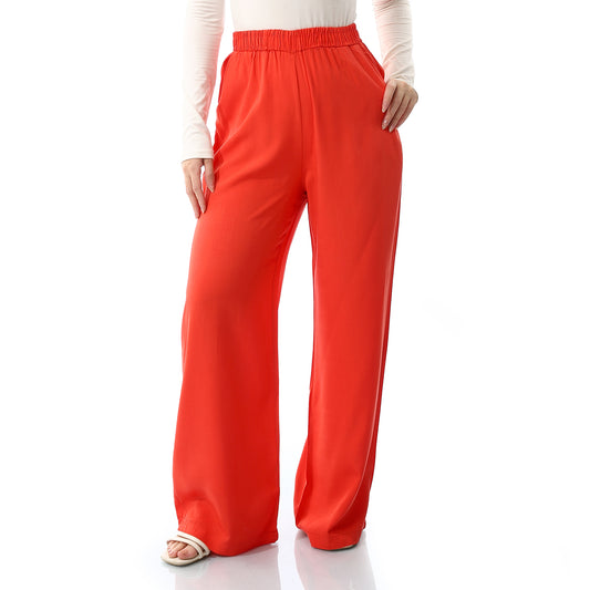 Regular Fit Slash Pockets Pants - Rose Red