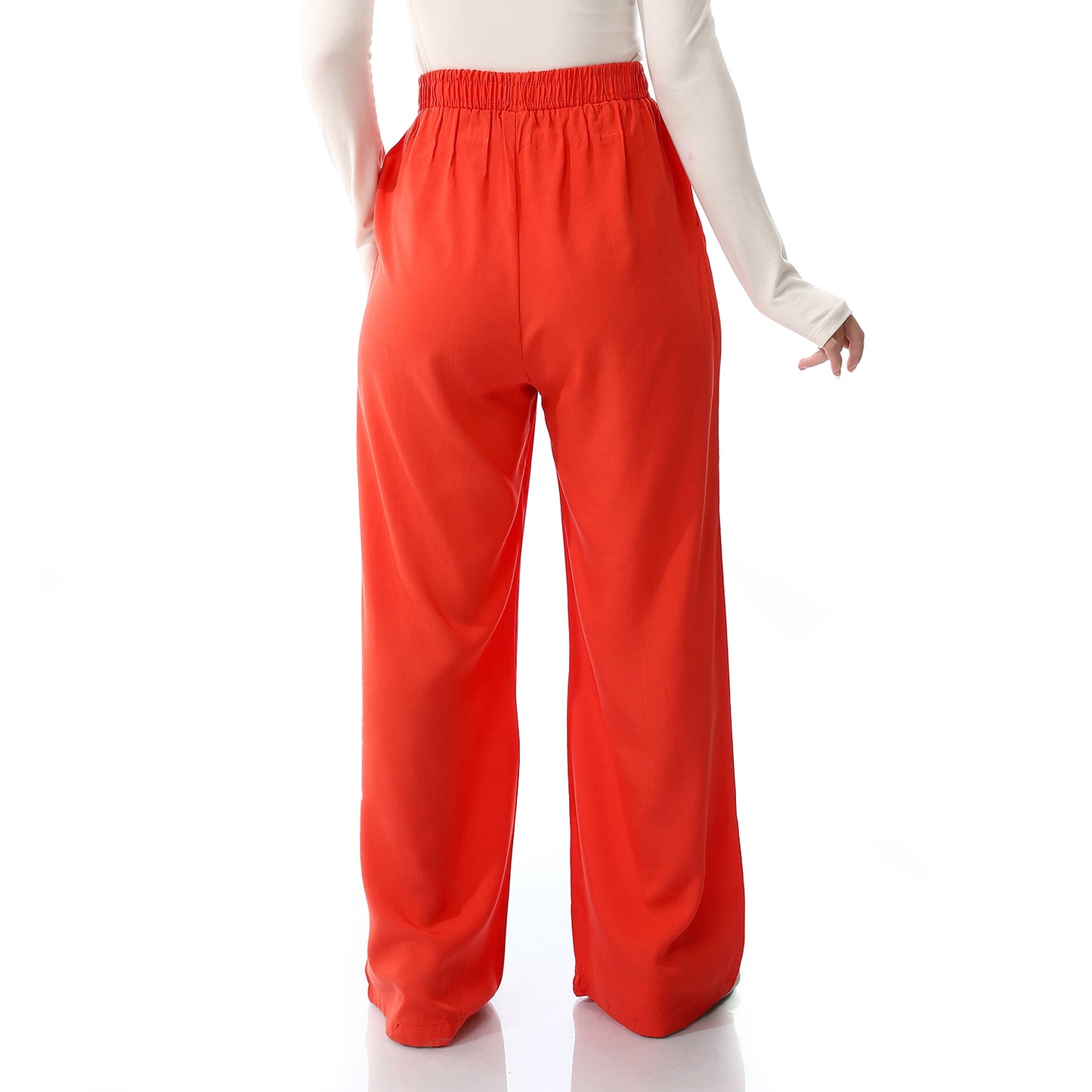 Regular Fit Slash Pockets Pants - Rose Red