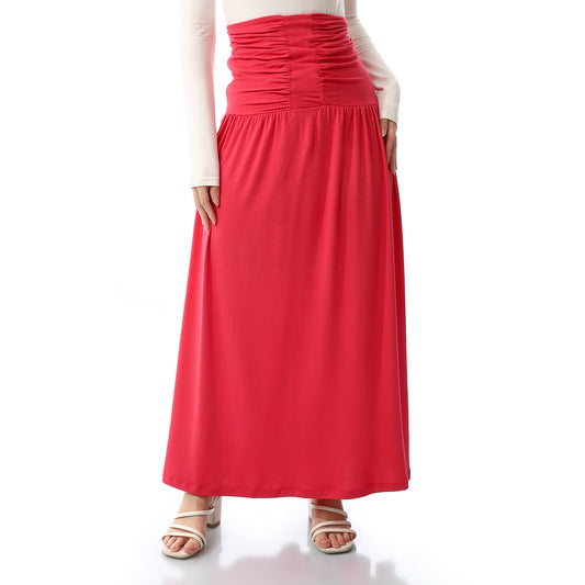 Side Zipper Closure Regular Fit Skirt - Fuchsia