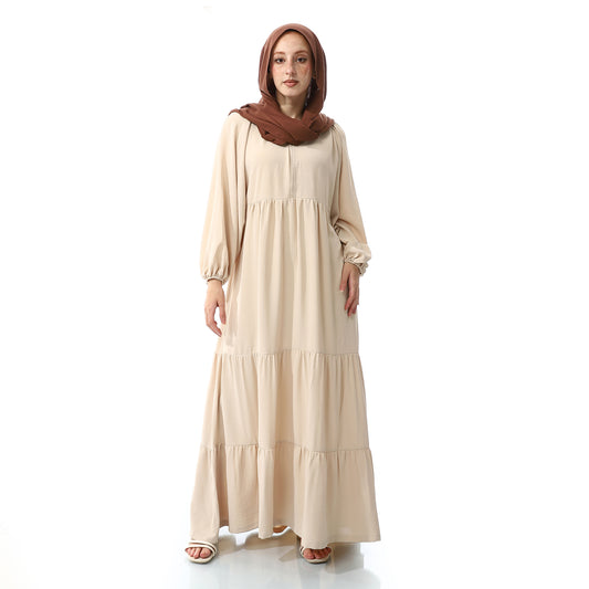 Beige Long Dress - SS24MSRGBALDR4009-BEIGE