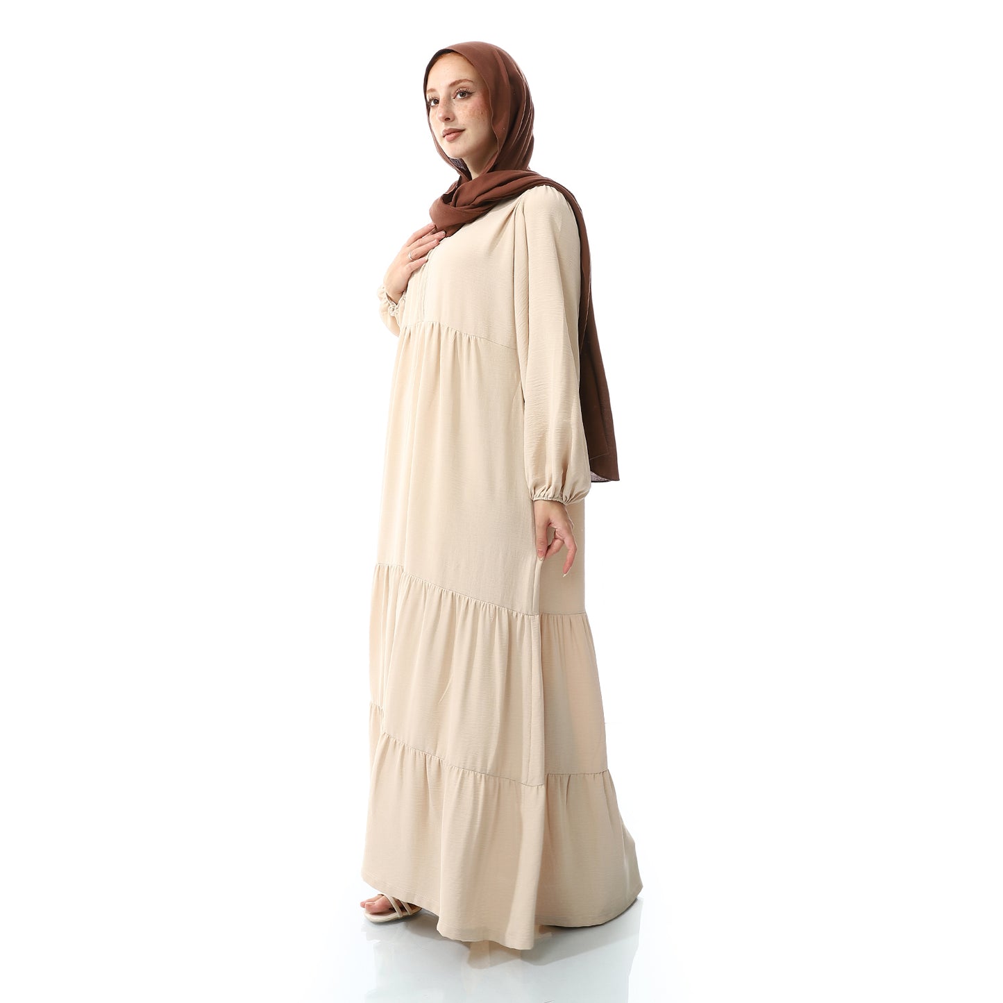 Beige Long Dress - SS24MSRGBALDR4009-BEIGE