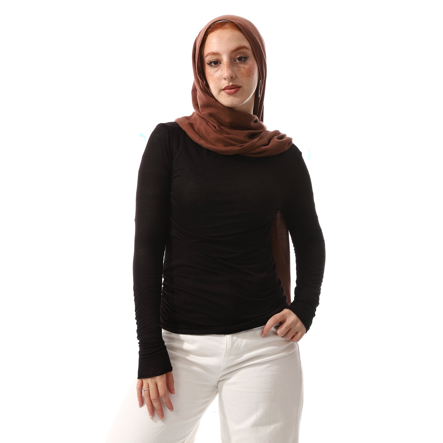 Black Plain Basic Long Sleeves Top