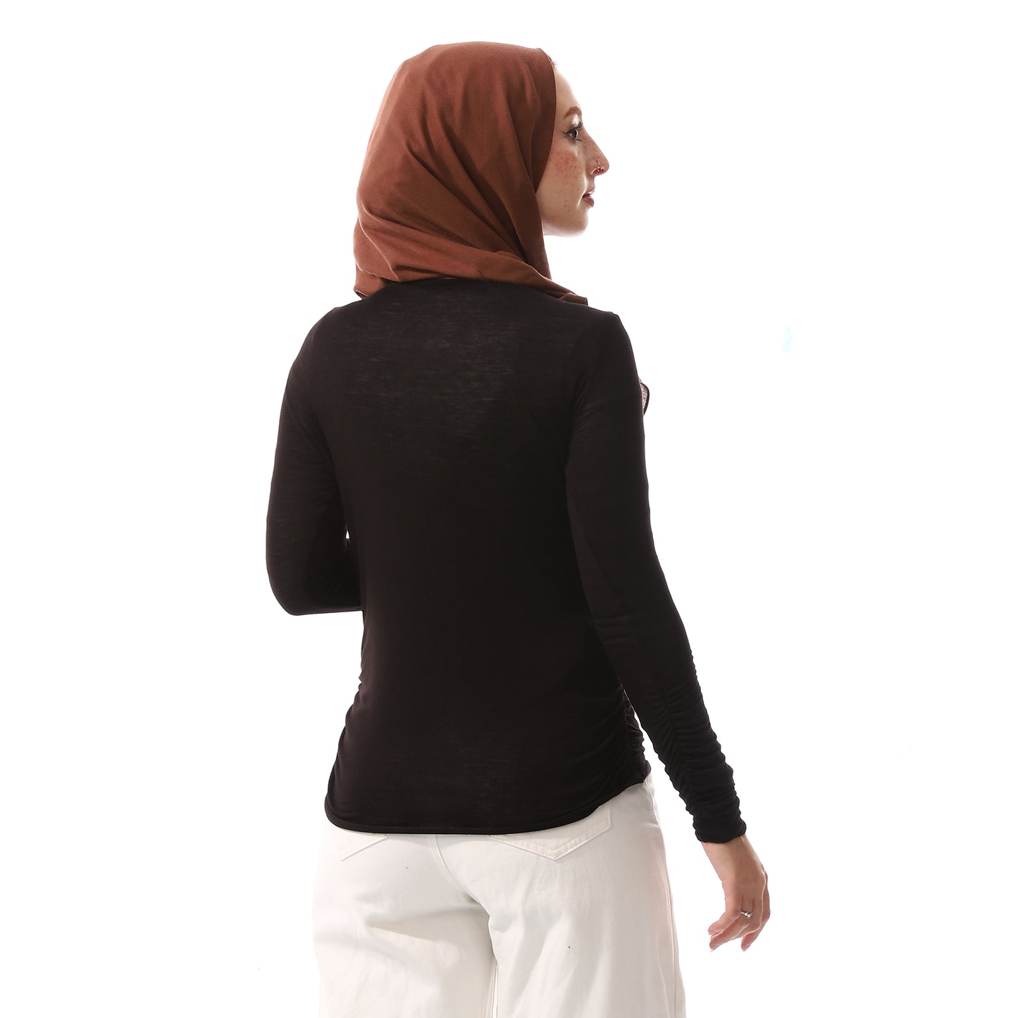 Black Plain Basic Long Sleeves Top