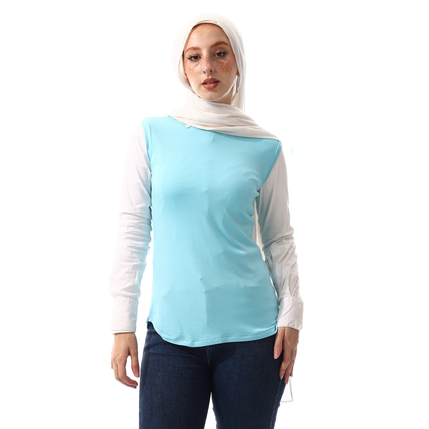 Basic Plain Sleeveless Baby Blue Undershirt