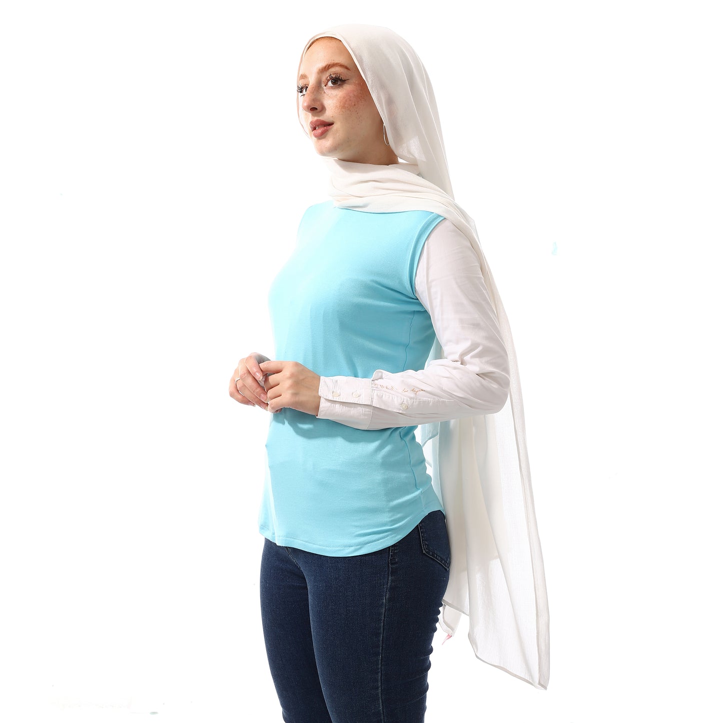 Basic Plain Sleeveless Baby Blue Undershirt