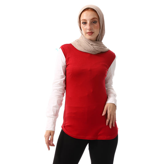 Plain Red Sleeveless Basic Undershirt