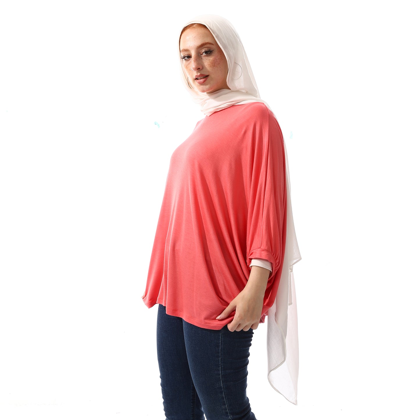 Basic Hot Pink Batwing Sleeves Loose Top