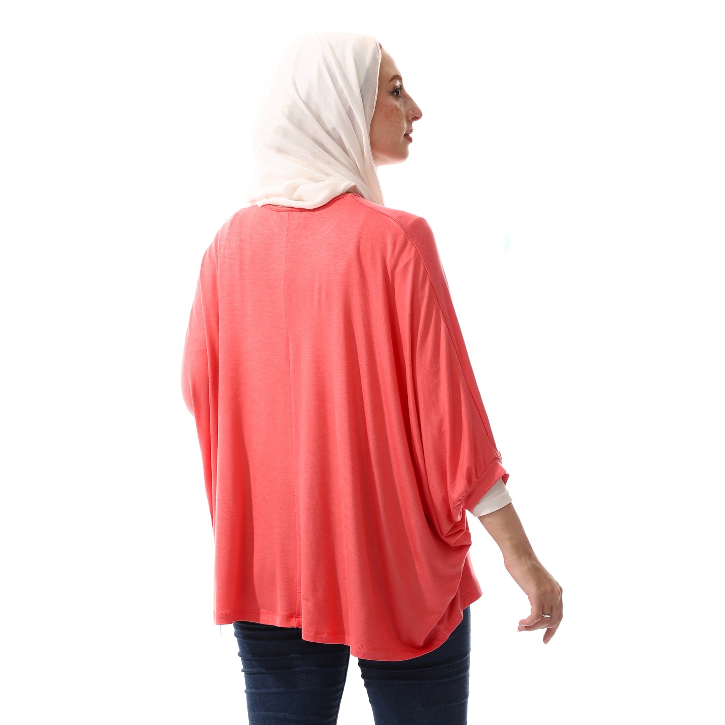 Basic Hot Pink Batwing Sleeves Loose Top