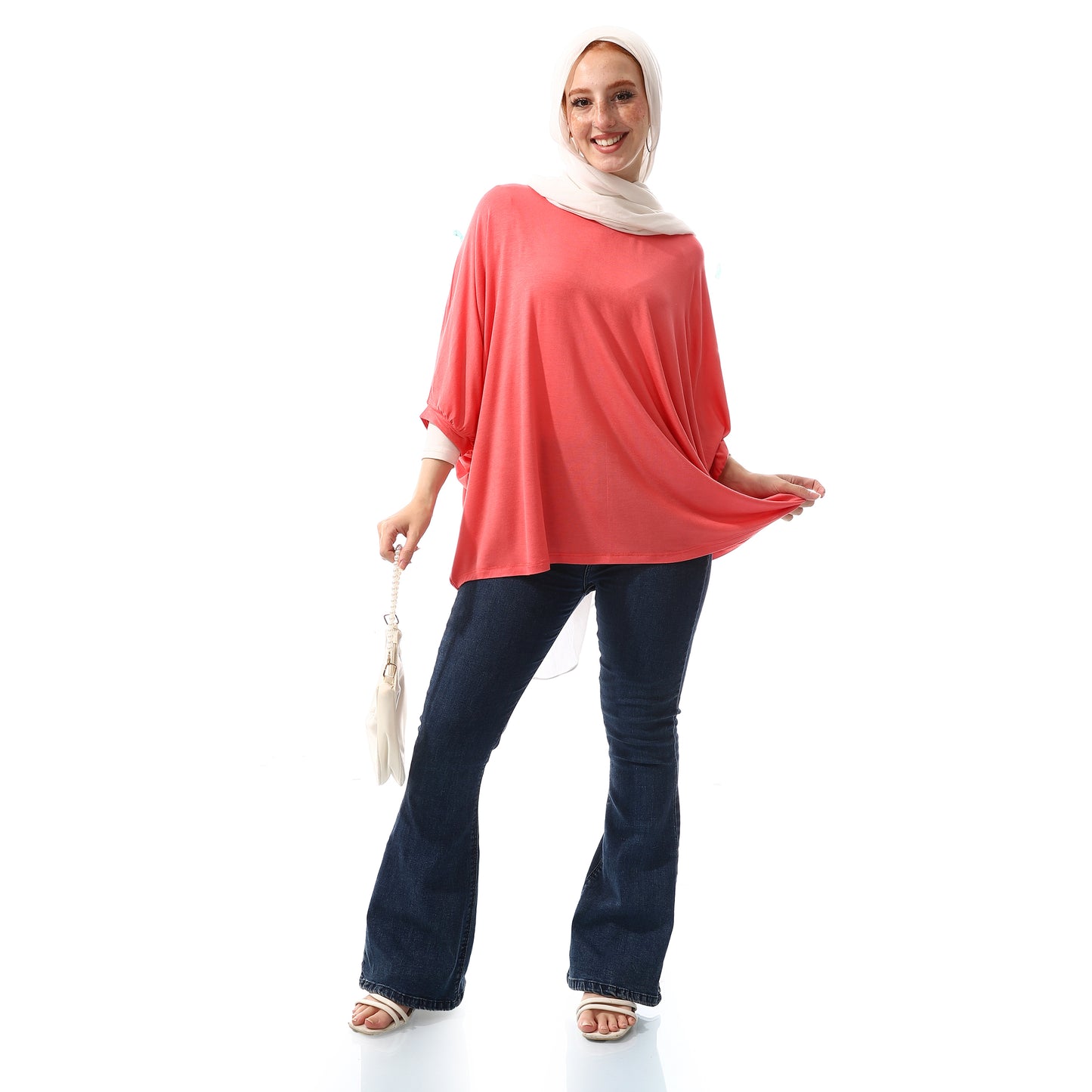 Basic Hot Pink Batwing Sleeves Loose Top