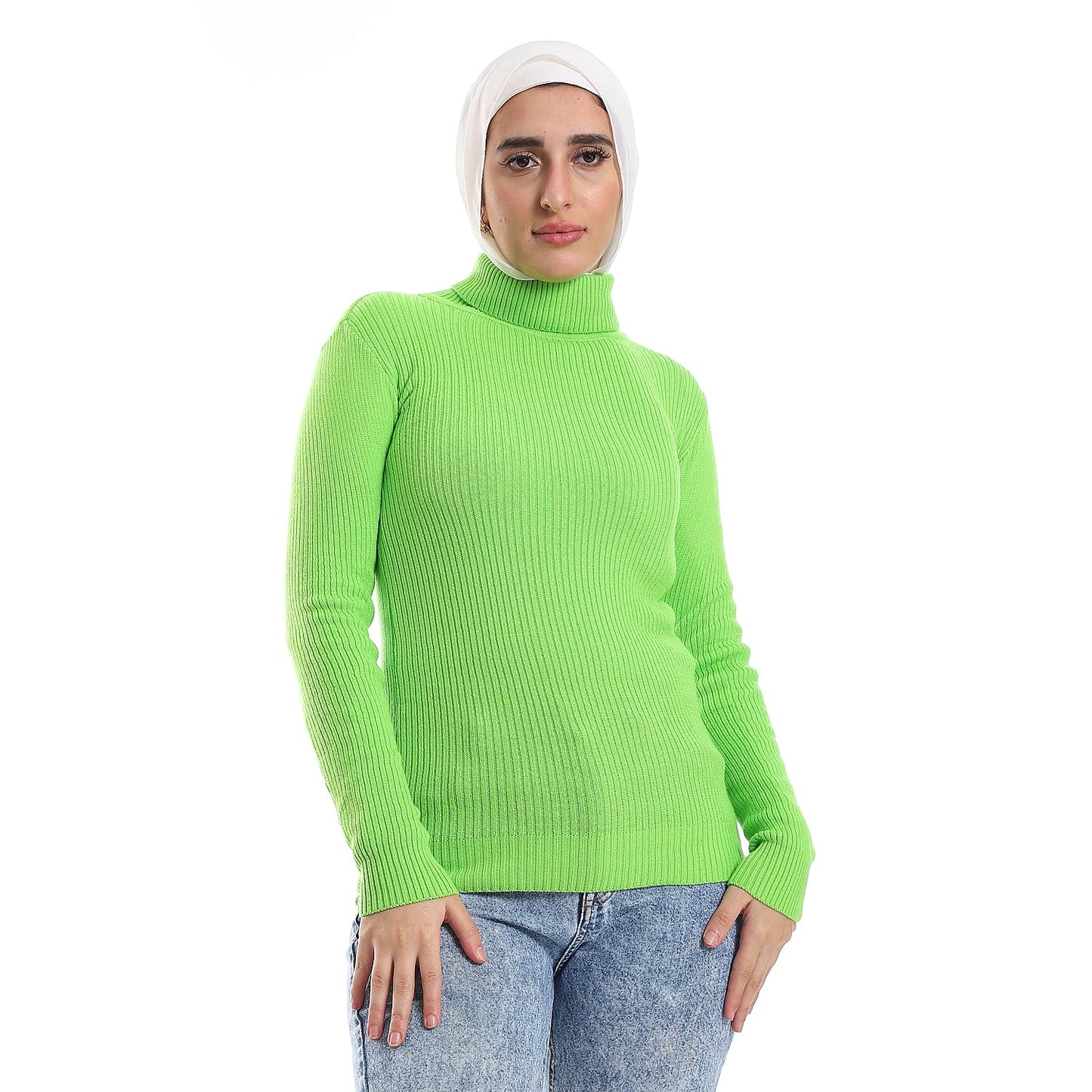 Basic Ribbed Long Sleeves Turtle Neck