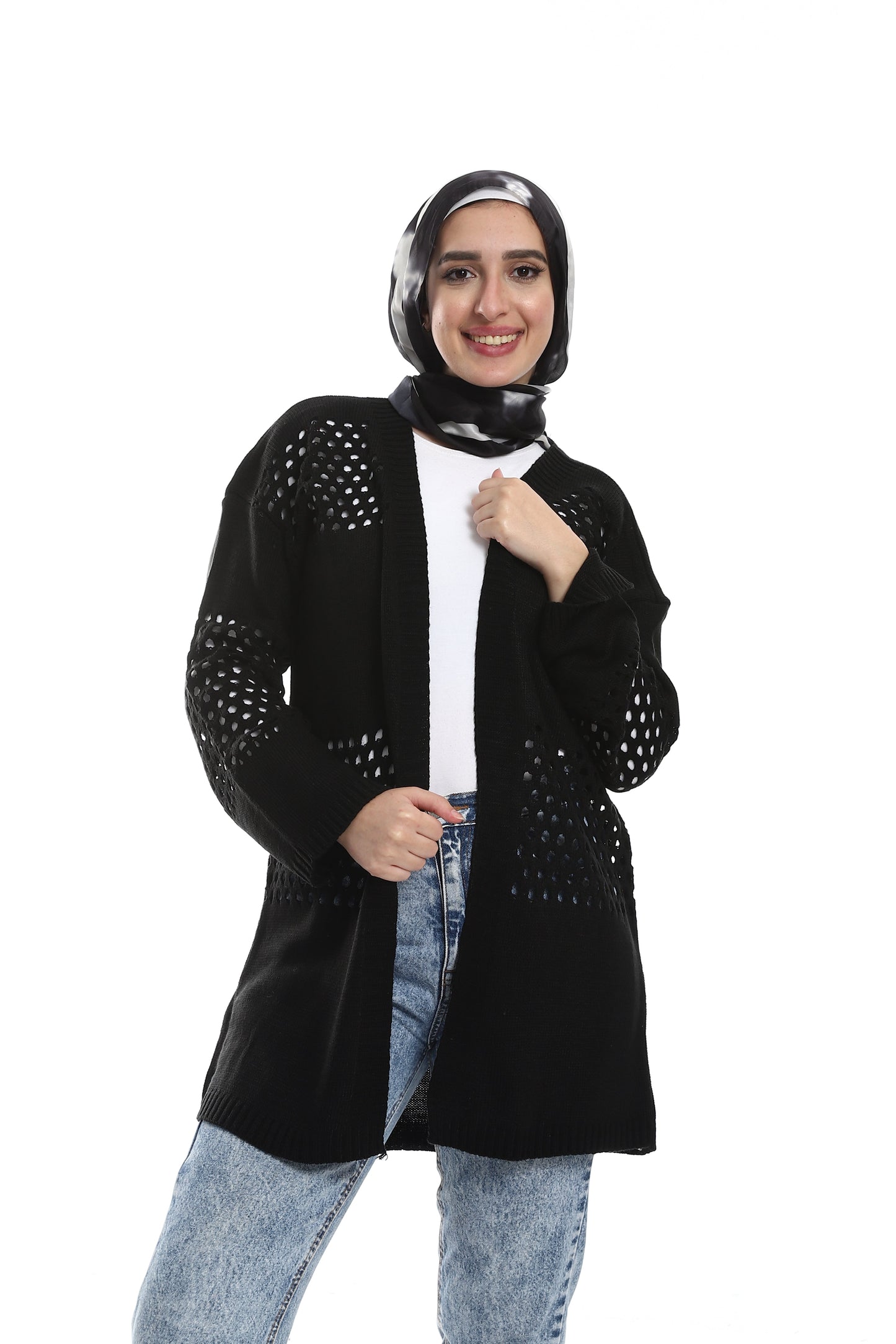 Long Sleeves Perforated Cardigan