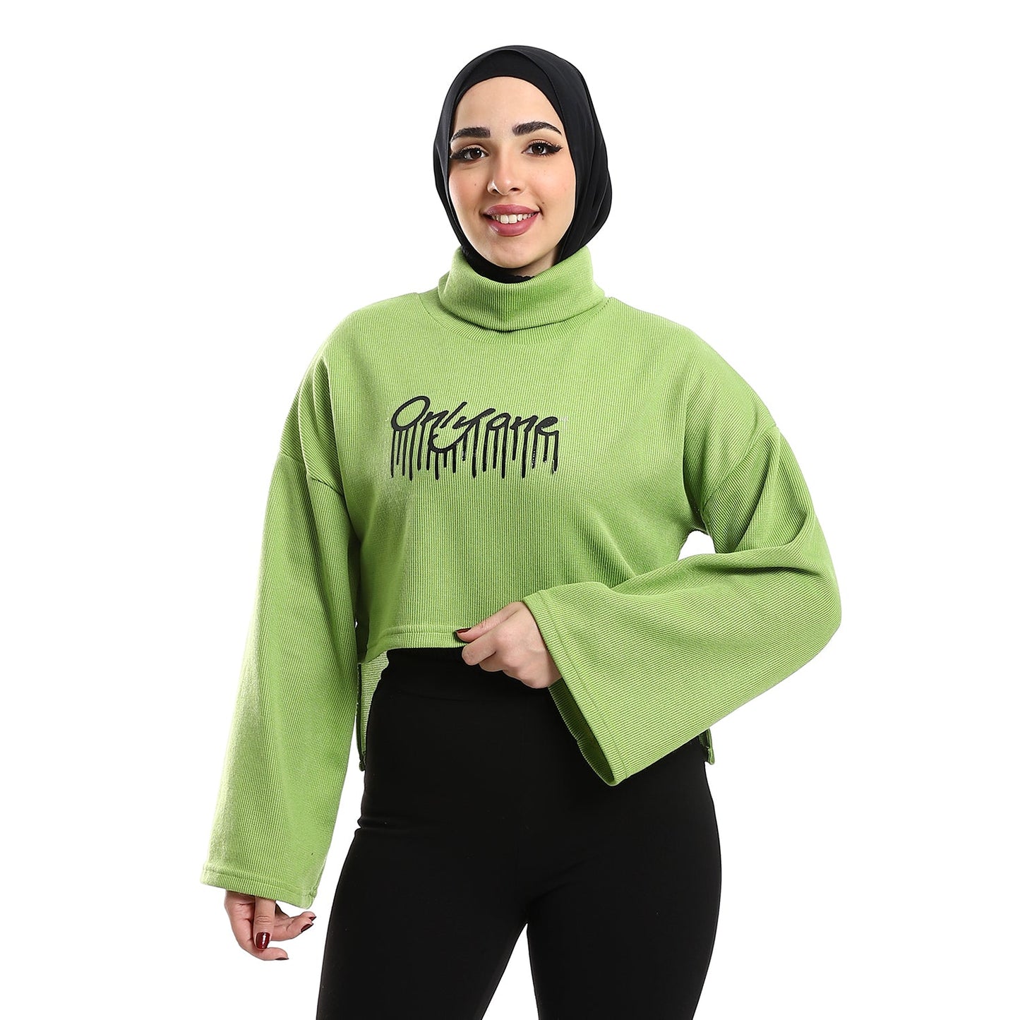 Cropped Wide Sleeve Crewneck